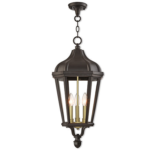 3 Light Bronze Outdoor Pendant Lantern Livex