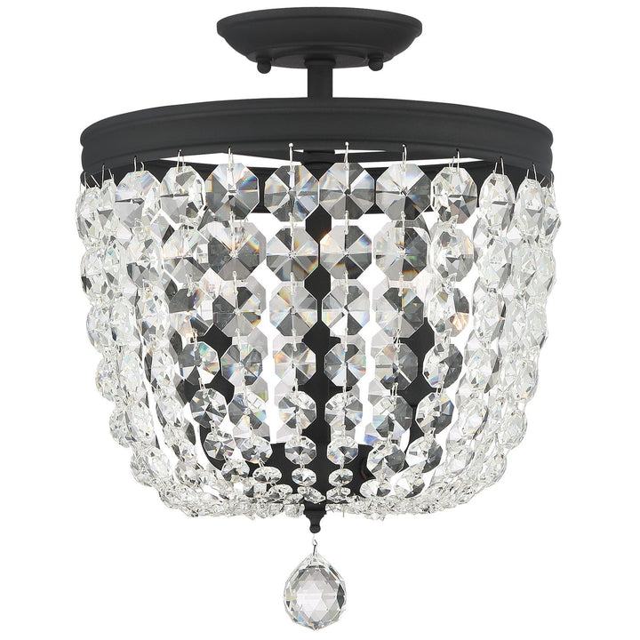 Crystorama Crystorama Archer 3 Light Hand Cut Crystal Black Forged Semi Flush Mount