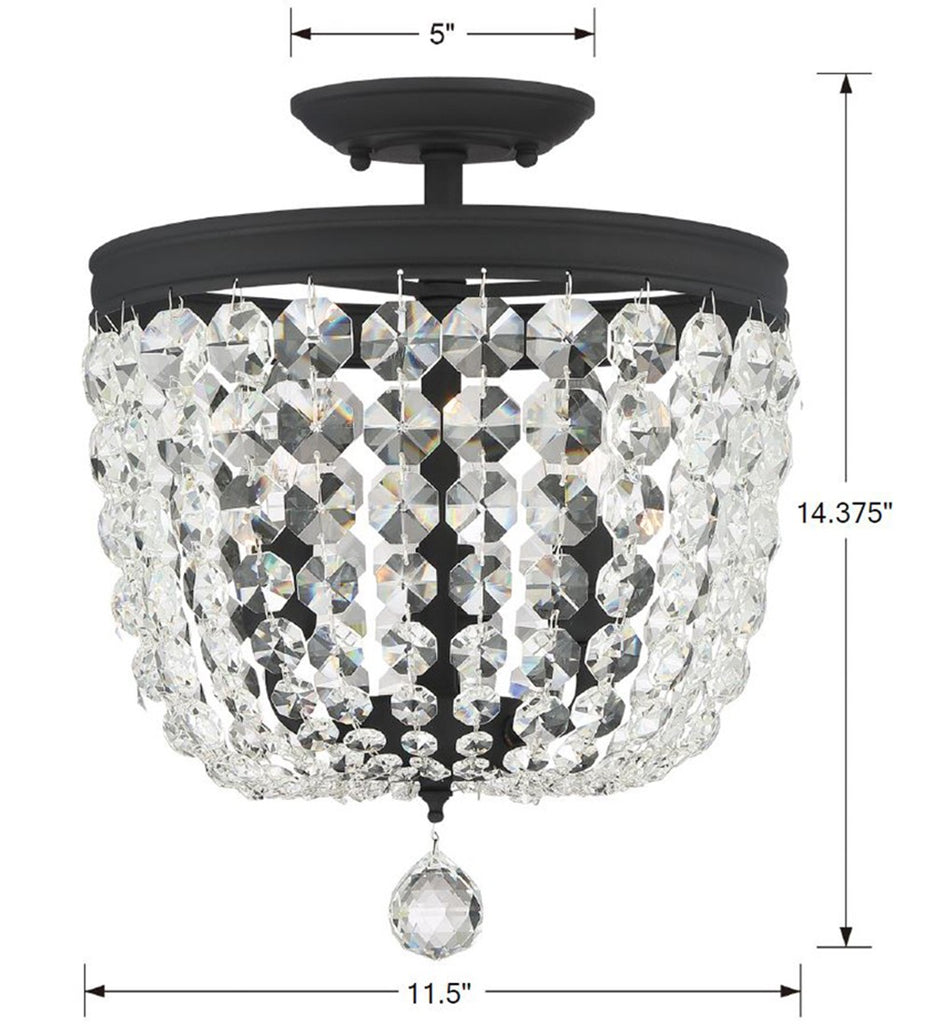 Crystorama Crystorama Archer 3 Light Hand Cut Crystal Black Forged Semi Flush Mount