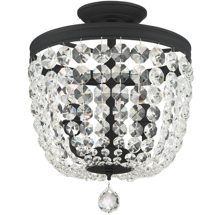 Crystorama Crystorama Archer 3 Light Spectra Crystal Black Forged Semi Flush Mount