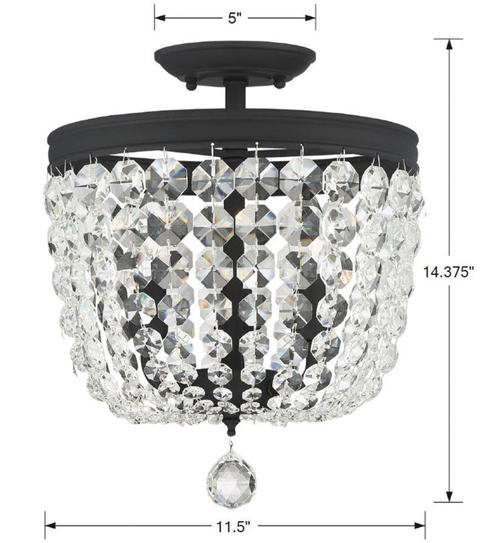 Crystorama Crystorama Archer 3 Light Spectra Crystal Black Forged Semi Flush Mount