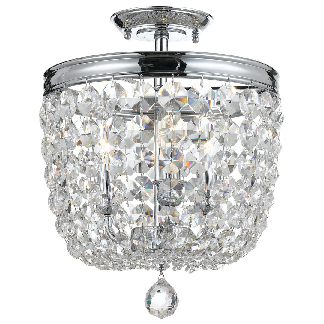 Crystorama Crystorama Archer 3 Light Hand Cut Crystal Polished Chrome Semi Flush Mount