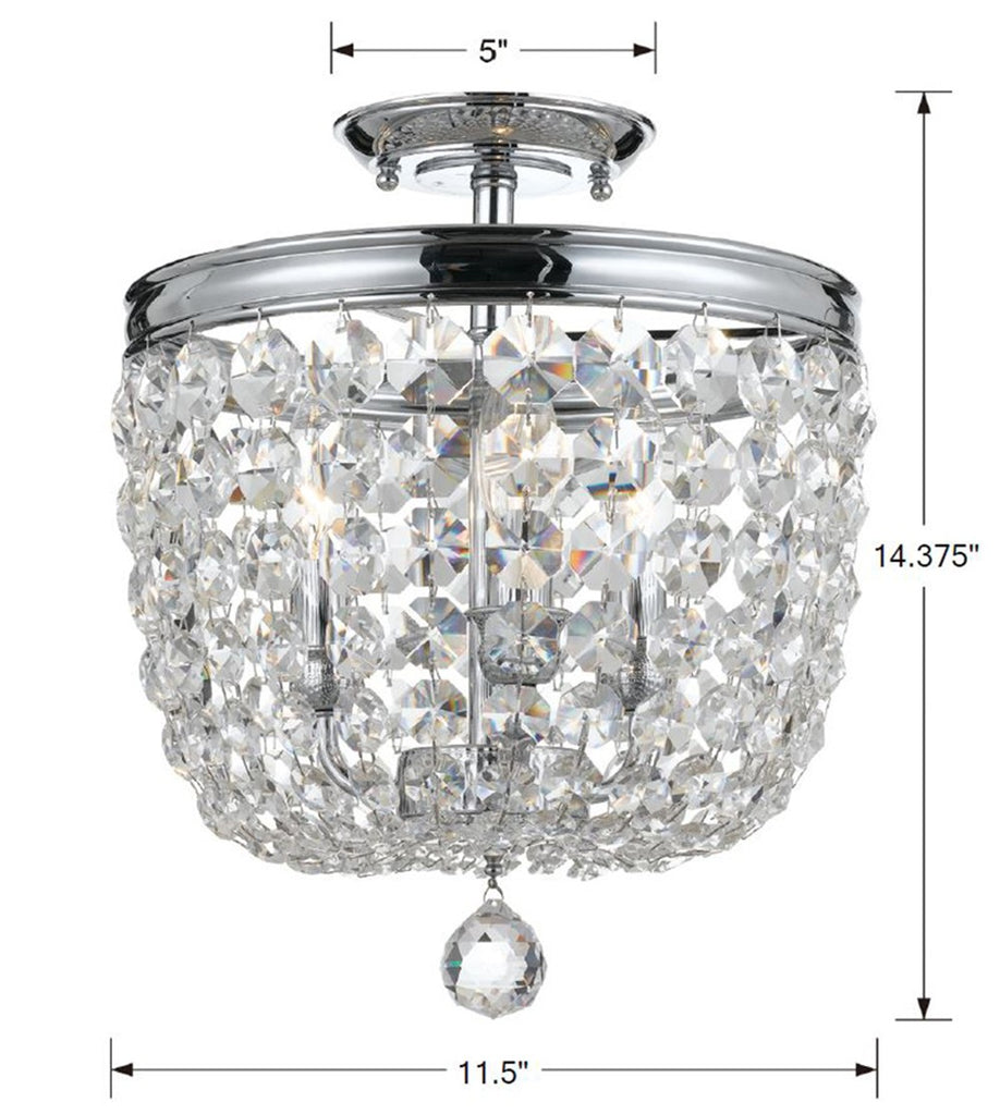 Crystorama Crystorama Archer 3 Light Swarovski Strass Crystal Polished Chrome Semi Flush Mount