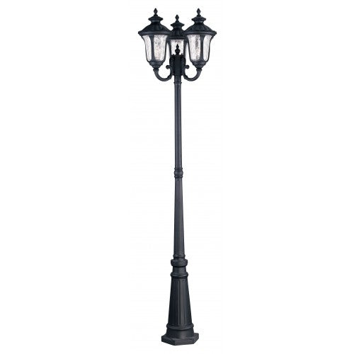 3 Light Textured Black Outdoor Post Light Livex