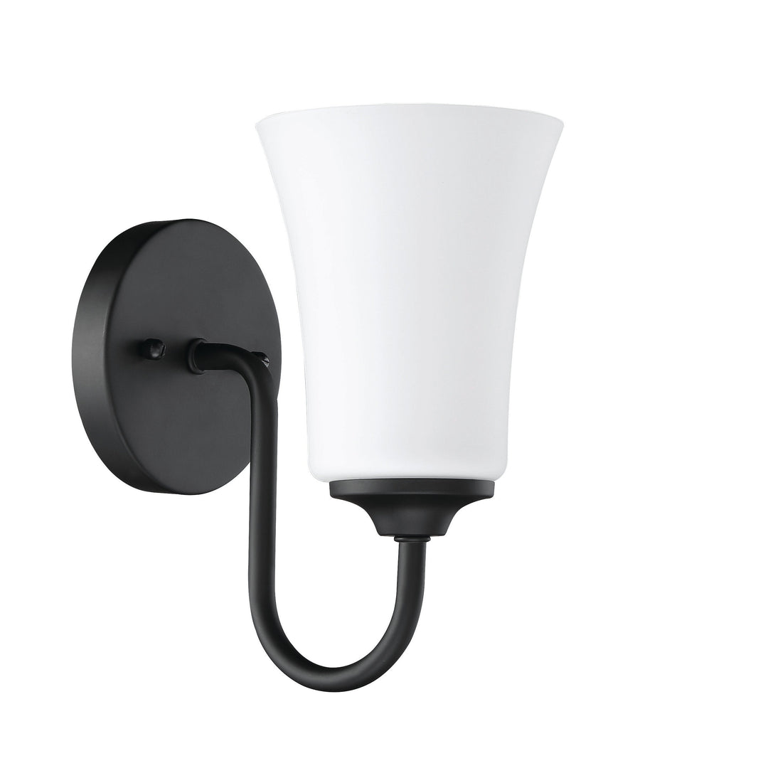 CRAFTMADE Gwyneth 1 Light Wall Sconce in Flat Black (White Glass)