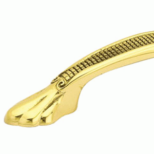 EMTEK 8 1/8 Inch (6 Inch c-c) Solid Brass Footed Pull Polished Brass Finish