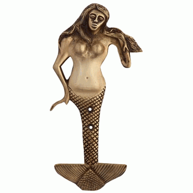 Copper Mountain Hardware 8 1/2 Inch Solid Brass Mermaid Hook (Antique Brass Finish)