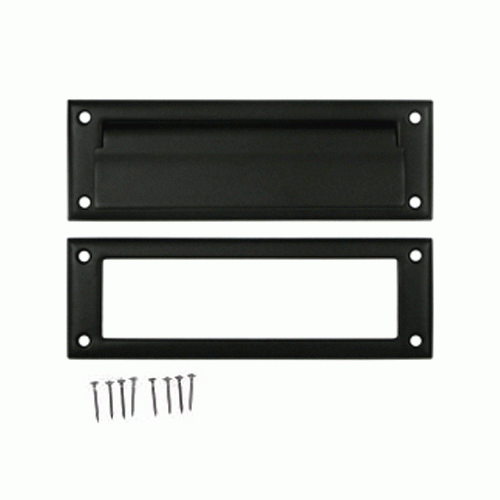 DELTANA 8 7/8 Inch Brass Mail & Letter Flap Slot (Flat Black Finish)