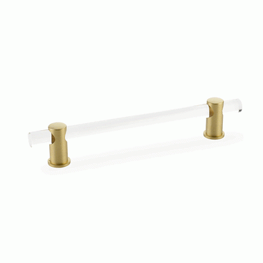 SCHAUB 8 Inch (6 Inch c-c) Lumiere Acrylic Pull (Satin Brass Finish)