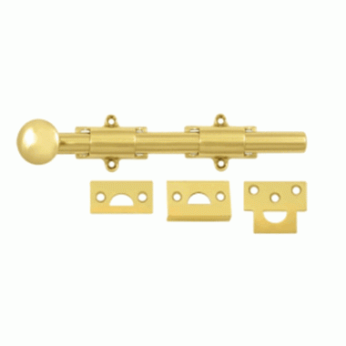 DELTANA 8 Inch Deltana Heavy Duty Surface Bolt (Polished Brass Finish)