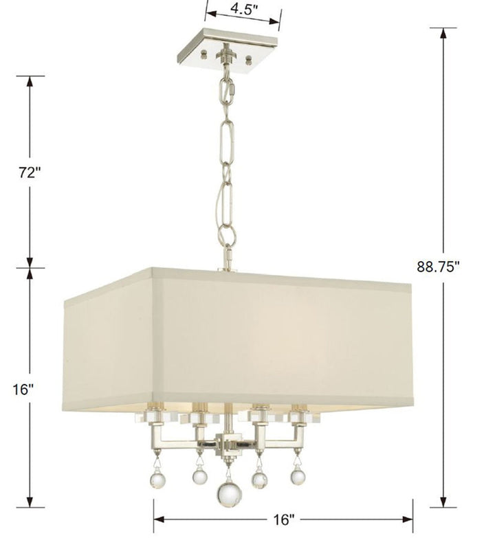 Crystorama Crystorama Paxton 4 Light Polished Nickel Semi Flush Mount