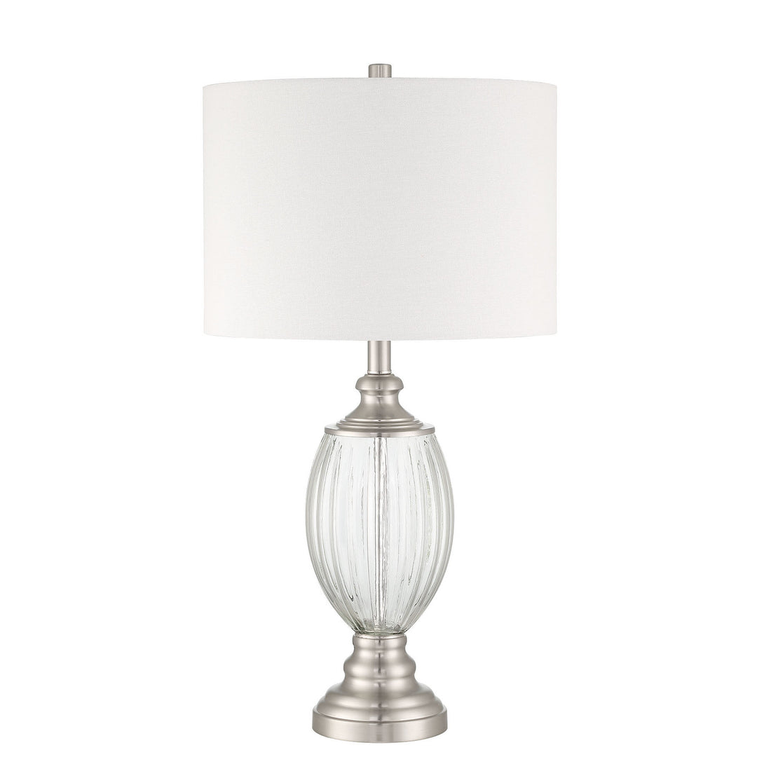 CRAFTMADE 1 Light Glass/Metal Base Table lamp in Fluted Clear Glass/Brushed Polished Nickel