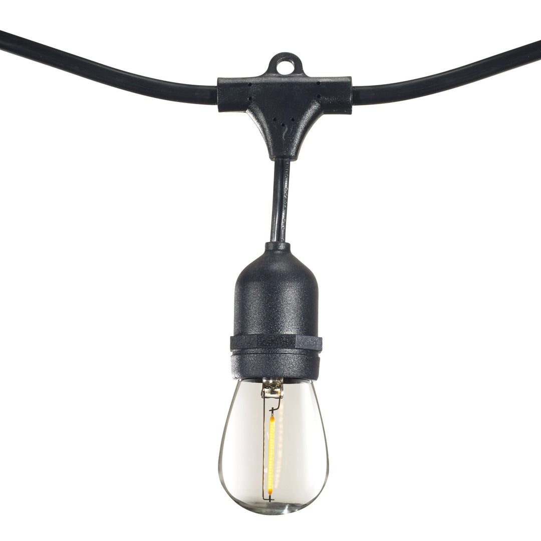 Bulbrite 30' STRING LIGHT 12 SOCKETS 30" SPACING E26 BLACK KIT - W/1W PLASTIC LED S14 CLEAR LAMPS-2PK