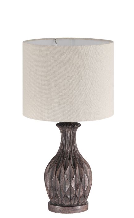 ##Antique Hardware## 1 Light Resin Base Table Lamp in Carved Painted Brown (2 Pack)