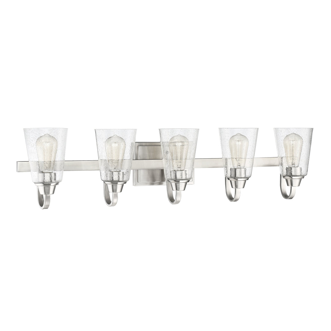 CRAFTMADE Grace 5 Light Vanity in Brushed Polished Nickel (Clear Seeded Glass)