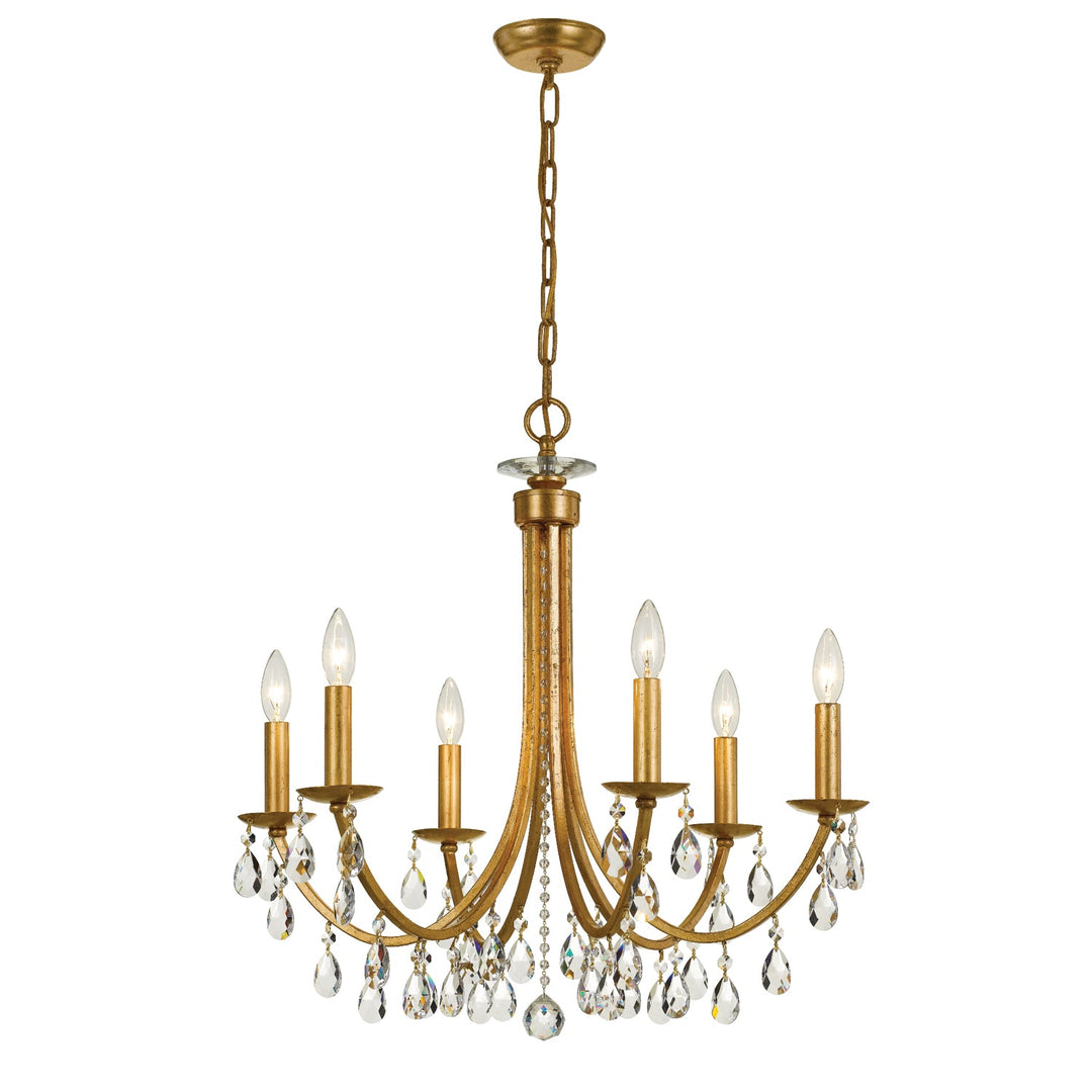 Bridgehampton 6 Light Swarovski Strass Crystal Antique Gold Chandelier Crystorama