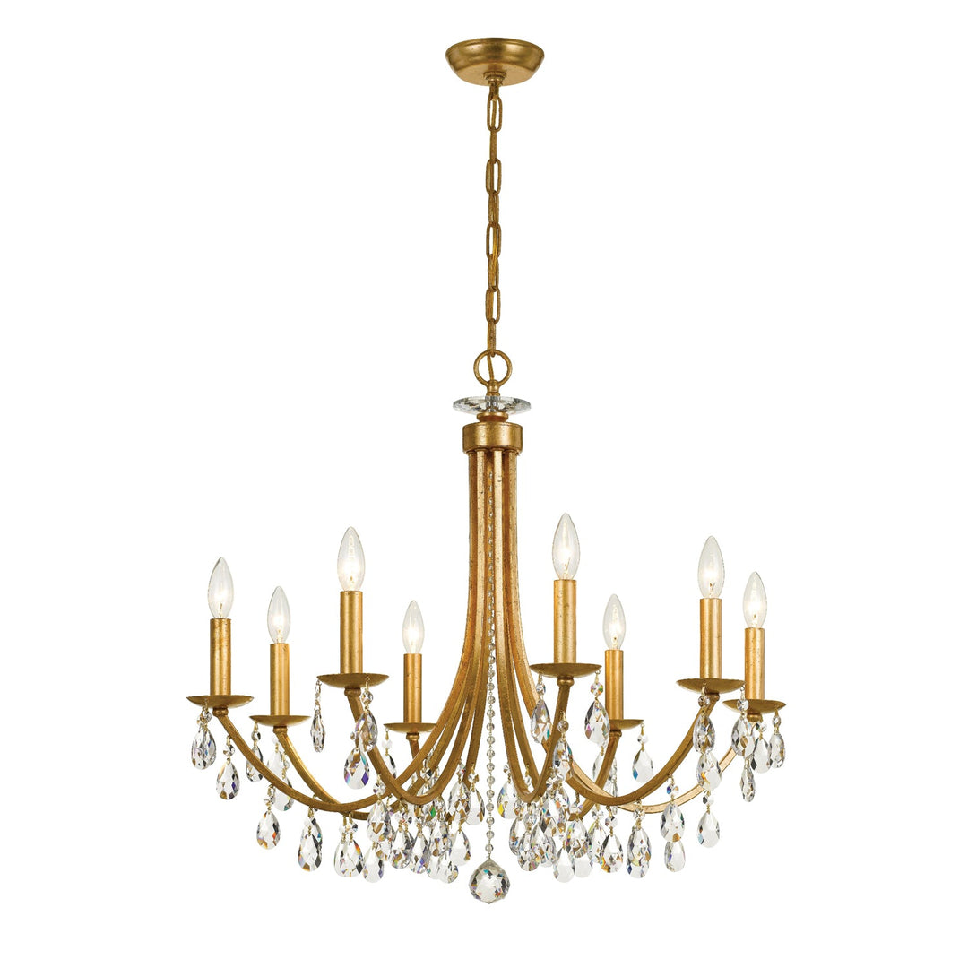 Bridgehampton 8 Light Hand Cut Crystal Antique Gold Chandelier Crystorama