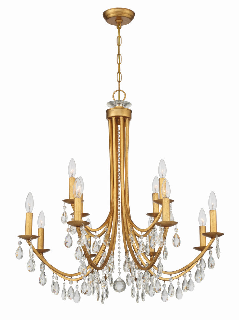 Bridgehampton 12 Light Hand Cut Crystal Antique Gold Chandelier Crystorama