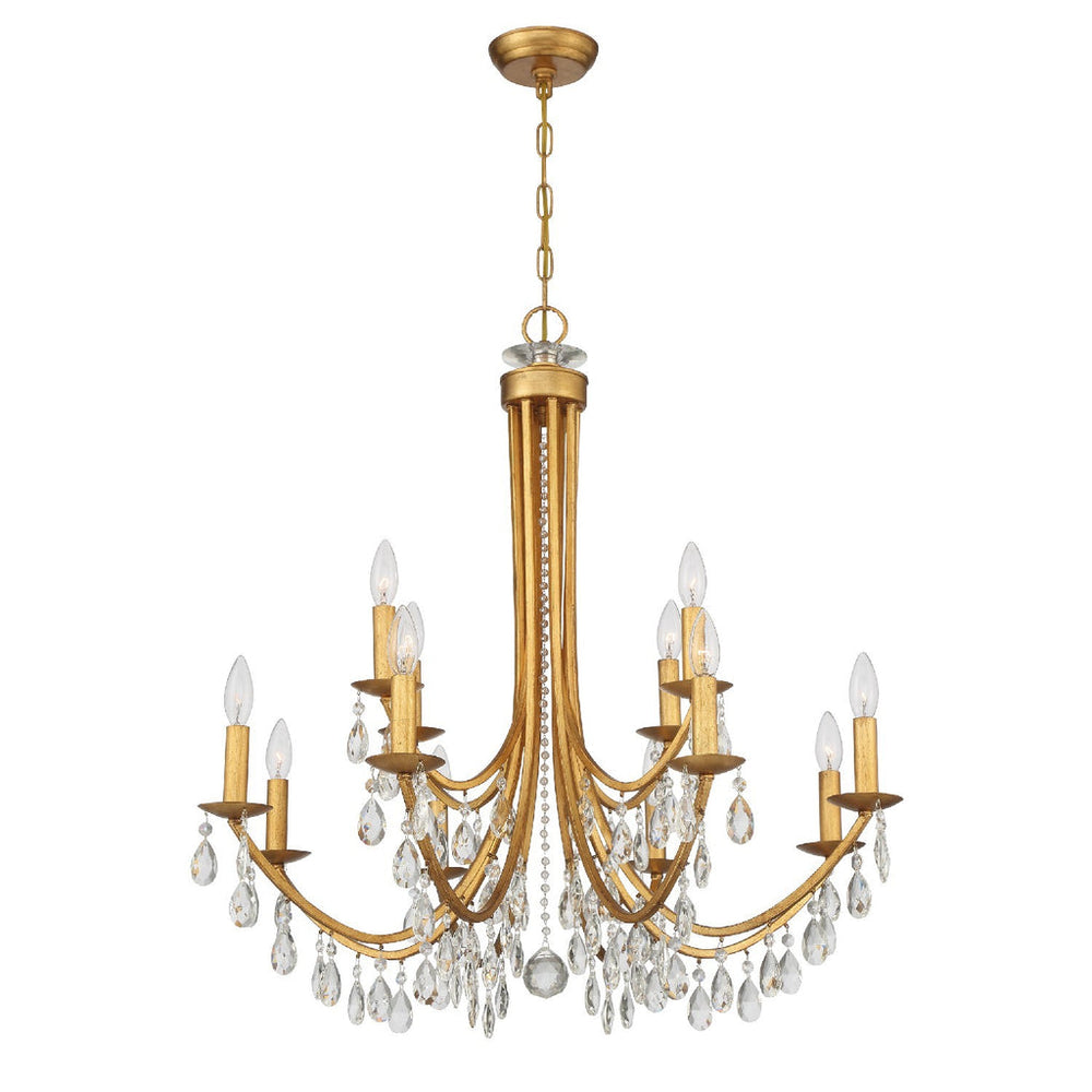 Bridgehampton 12 Light Spectra Crystal Antique Gold Chandelier Crystorama