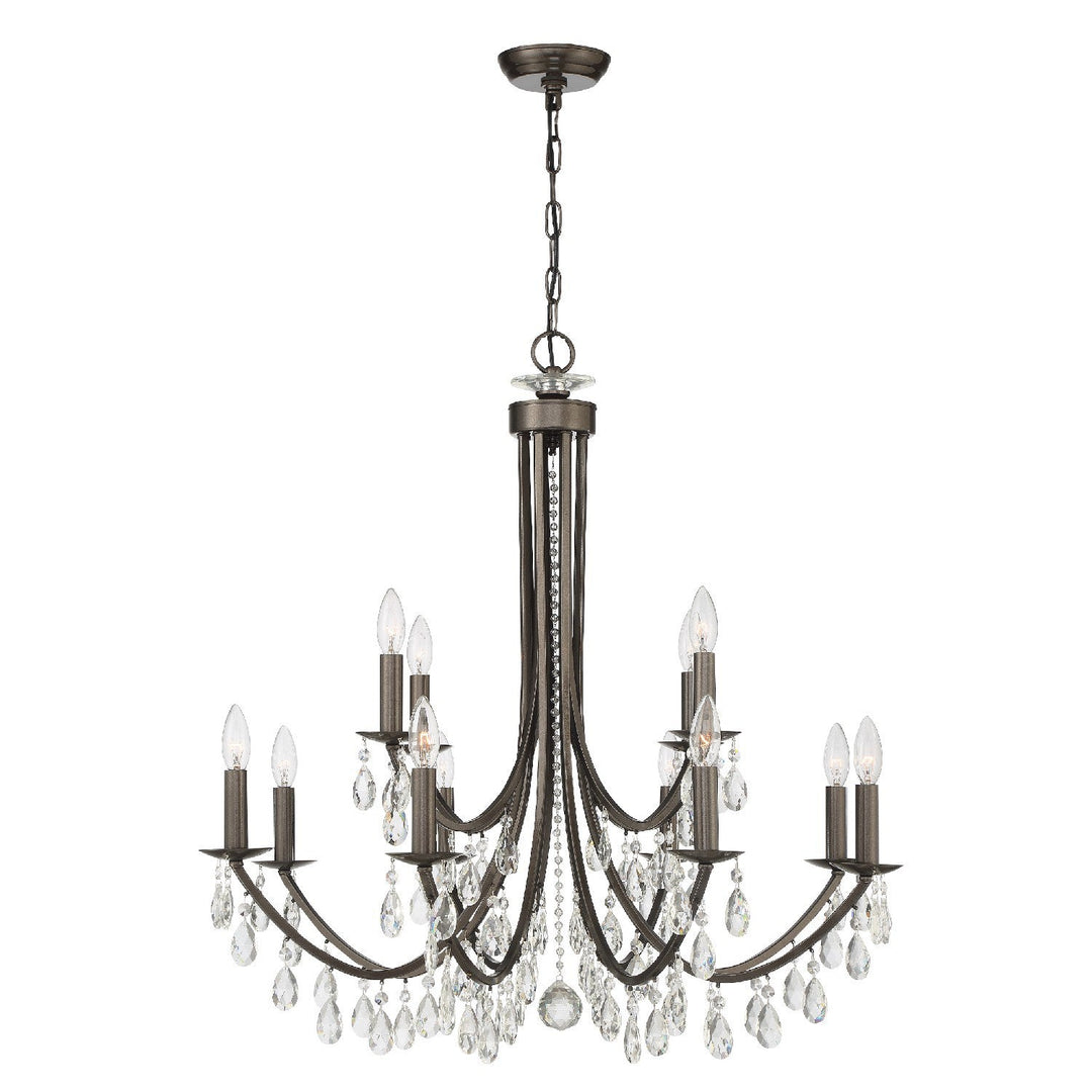 Bridgehampton 12 Light Spectra Crystal Vibrant Bronze Chandelier Crystorama