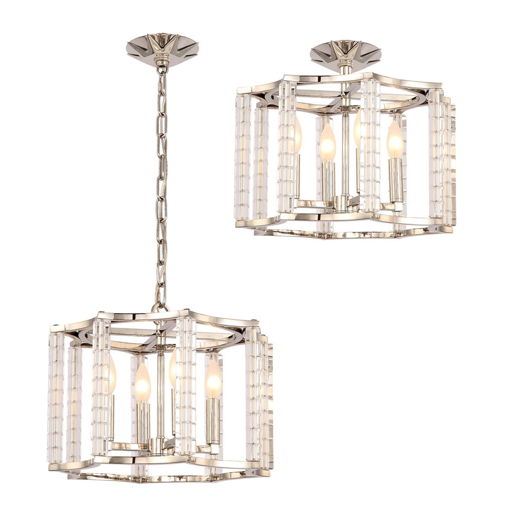 Crystorama Crystorama Carson 4 Light Polished Nickel Convertible Semi Flush Mount