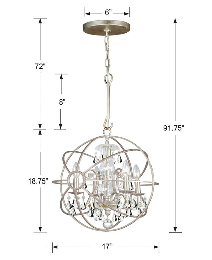 Solaris 4 Light Olde Silver Mini Chandelier Crystorama