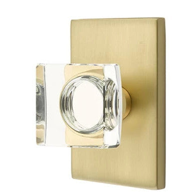 EMTEK Emtek Modern Square Crystal Door Knob Set Modern Rectangular Rosette