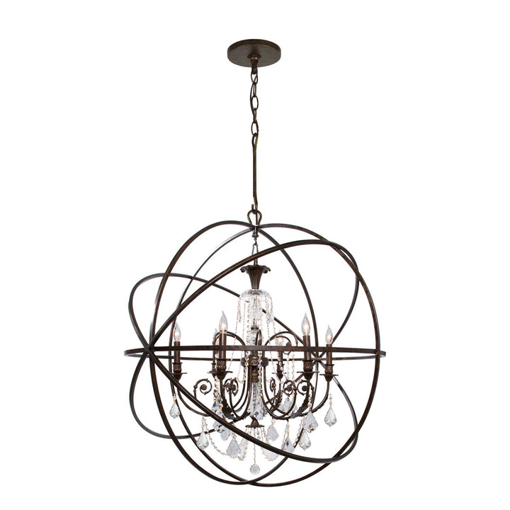 Solaris 6 Light Swarovski Strass Crystal English Bronze Sphere Chandelier Crystorama