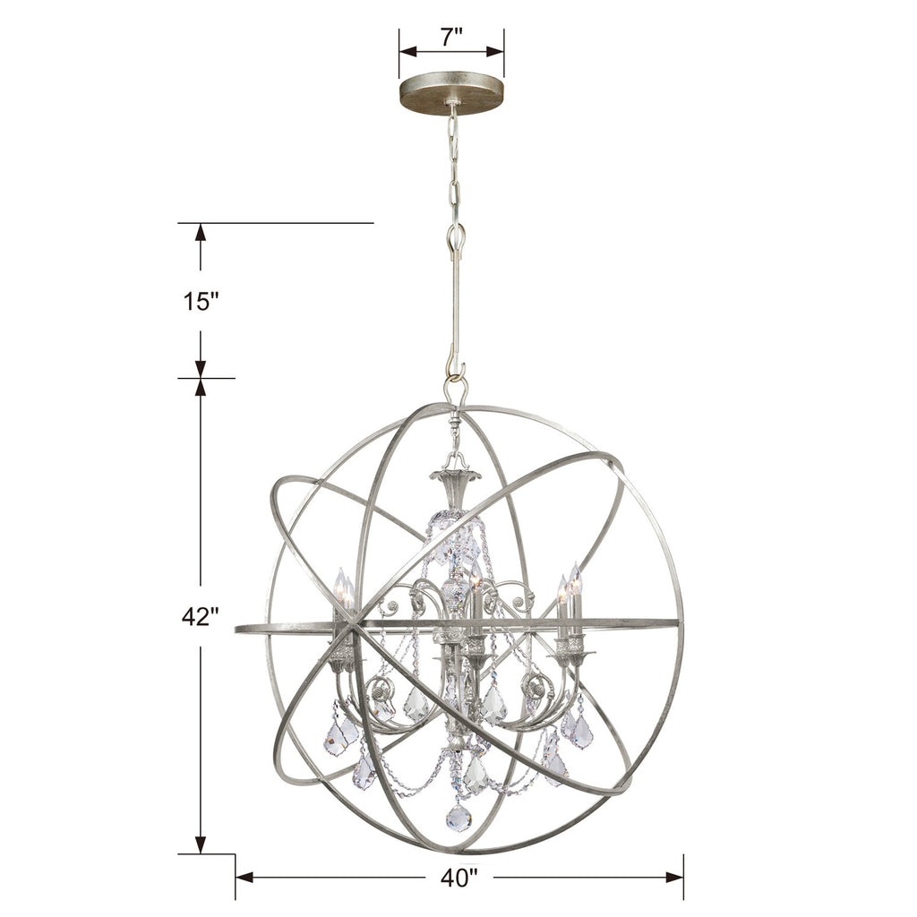 Solaris 6 Light Olde Silver Chandelier Crystorama