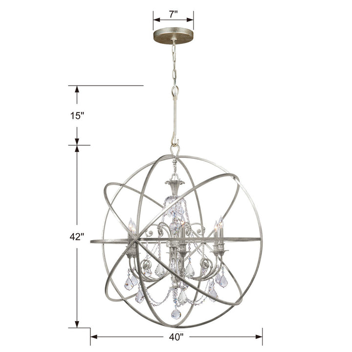 Solaris 6 Light Olde Silver Chandelier Crystorama