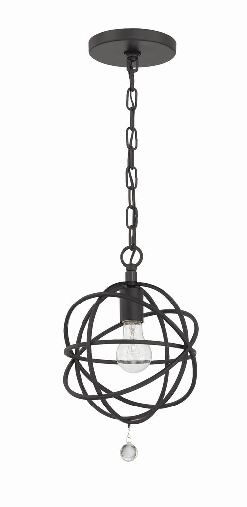 Solaris 1 Light Black Mini Pendant Crystorama