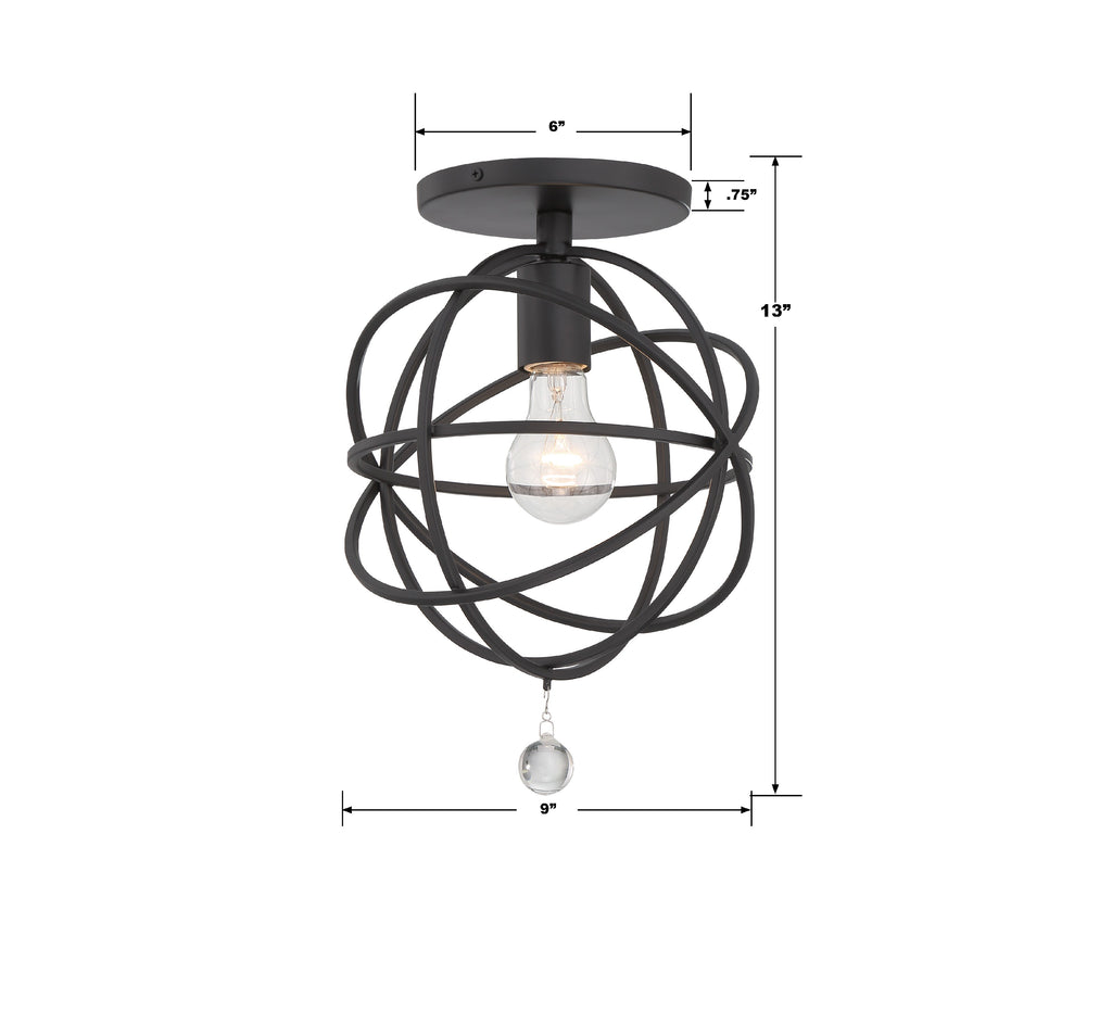 Crystorama Crystorama Solaris 1 Light Black Semi Flush Mount