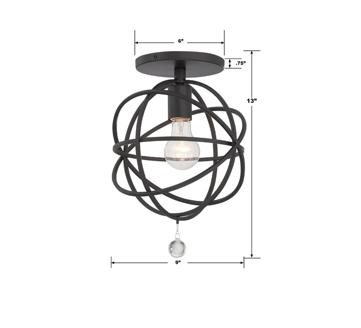 Crystorama Crystorama Solaris 1 Light Black Semi Flush Mount