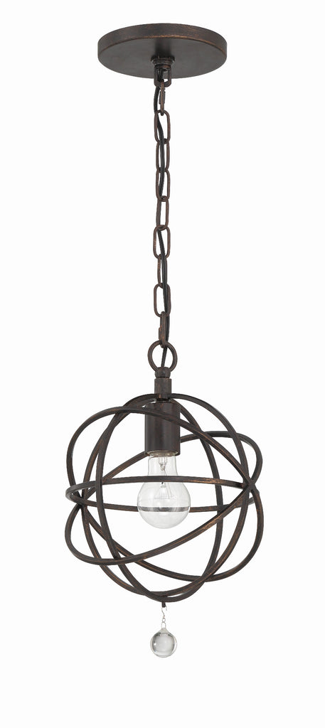 Solaris 1 Light English Bronze Mini Pendant Crystorama