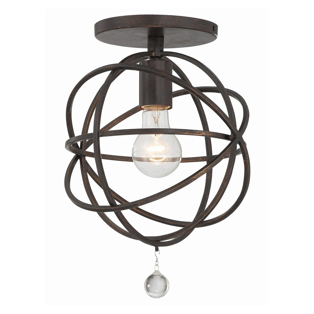 Crystorama Crystorama Solaris 1 Light English Bronze Semi Flush Mount