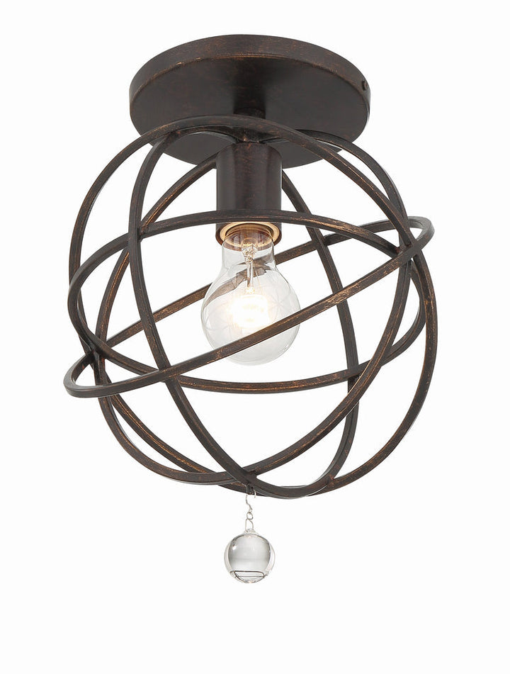 Crystorama Crystorama Solaris 1 Light English Bronze Semi Flush Mount