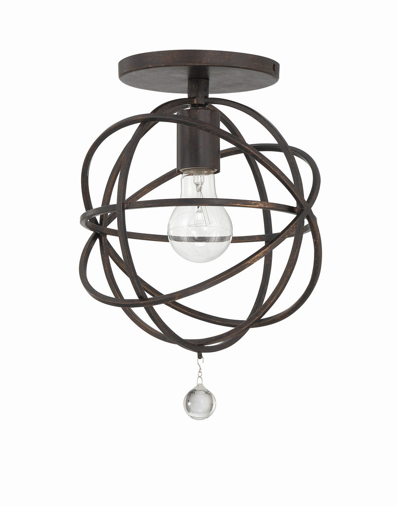 Crystorama Crystorama Solaris 1 Light English Bronze Semi Flush Mount