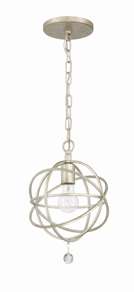 Solaris 1 Light Olde Silver Mini Pendant Crystorama