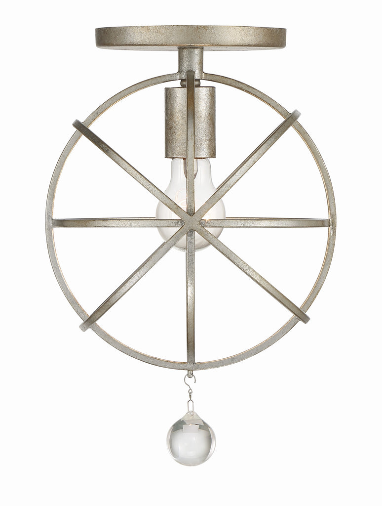 Crystorama Crystorama Solaris 1 Light Olde Silver Semi Flush Mount