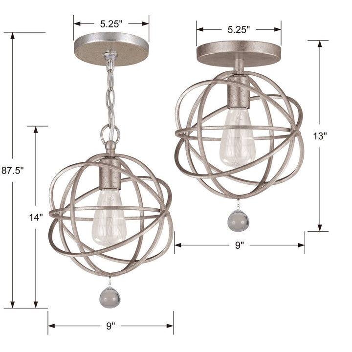 Crystorama Crystorama Solaris 1 Light Olde Silver Semi Flush Mount