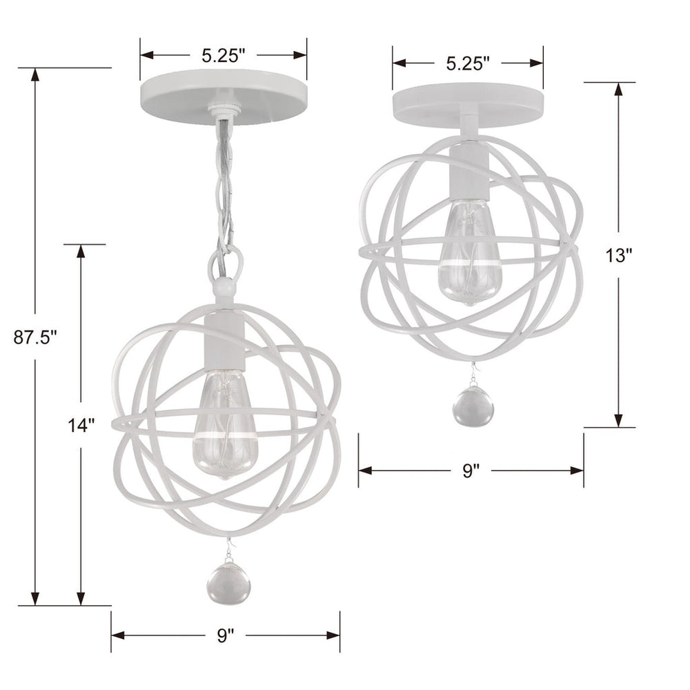 Crystorama Crystorama Solaris 1 Light Wet White Semi Flush Mount