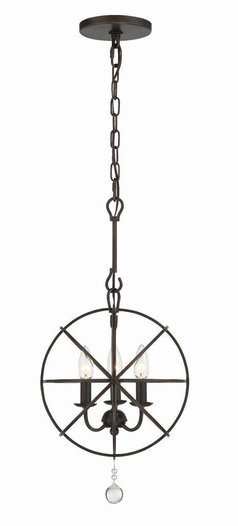 Solaris 3 Light English Bronze Mini Chandelier Crystorama