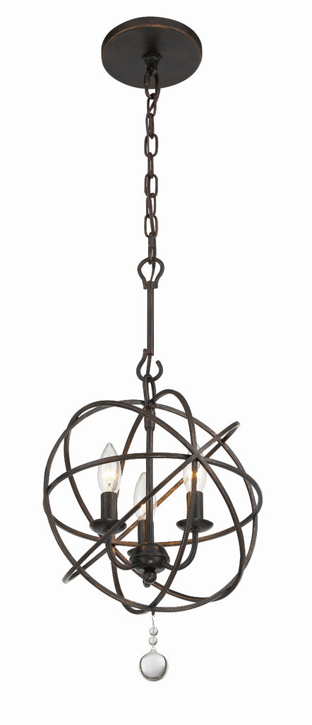 Solaris 3 Light English Bronze Mini Chandelier Crystorama