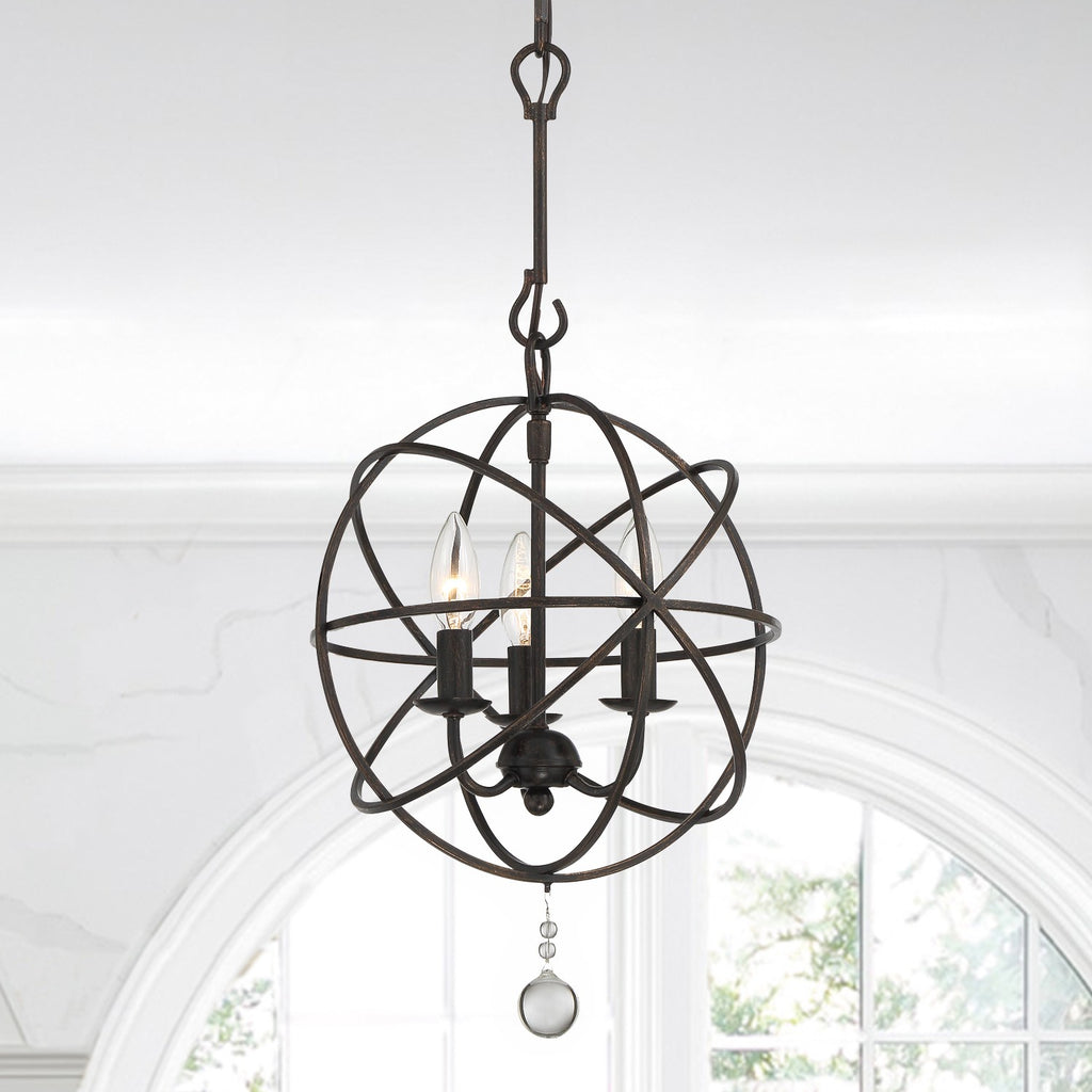 Solaris 3 Light English Bronze Mini Chandelier Crystorama