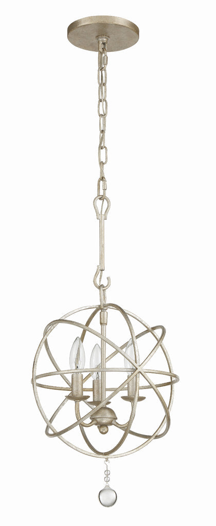 Solaris 3 Light Olde Silver Mini Chandelier Crystorama