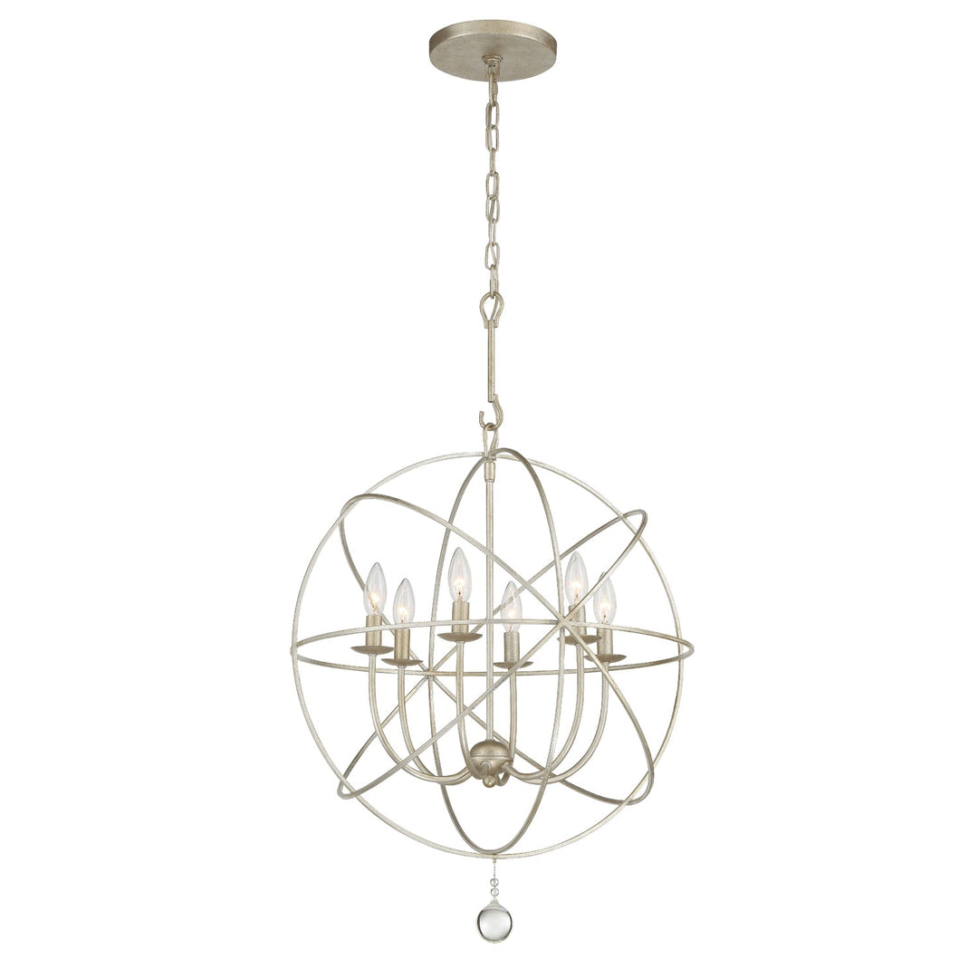 Solaris 6 Light Olde Silver Sphere Chandelier Crystorama