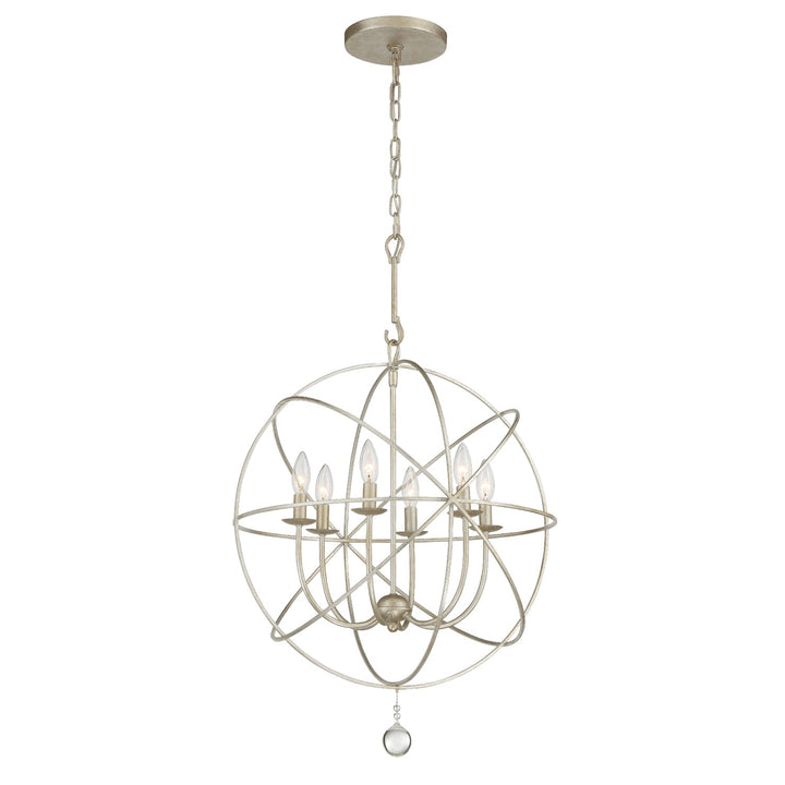 Solaris 6 Light Olde Silver Sphere Chandelier Crystorama