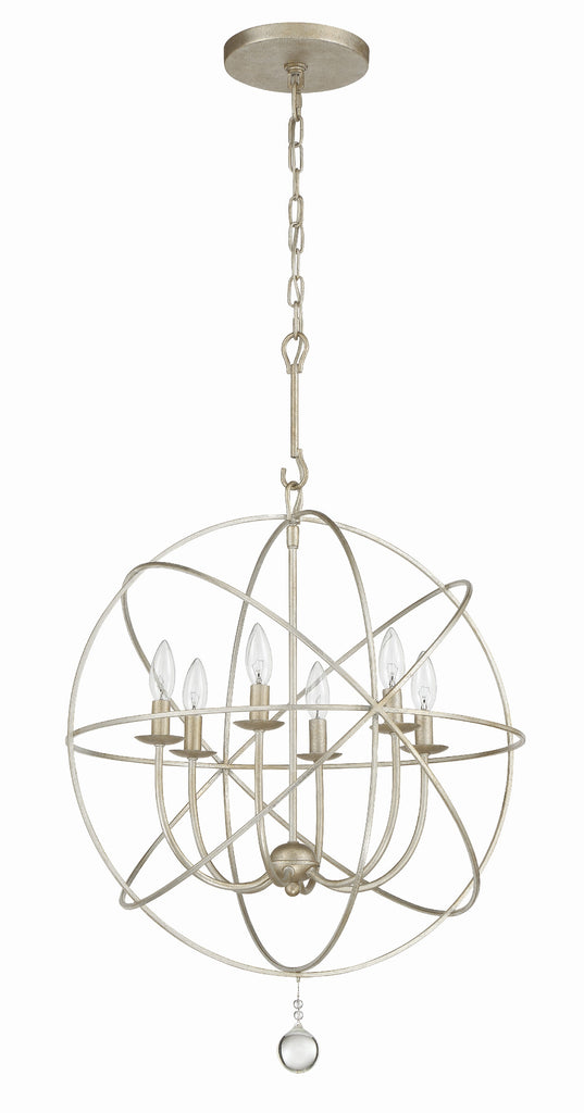 Solaris 6 Light Olde Silver Sphere Chandelier Crystorama