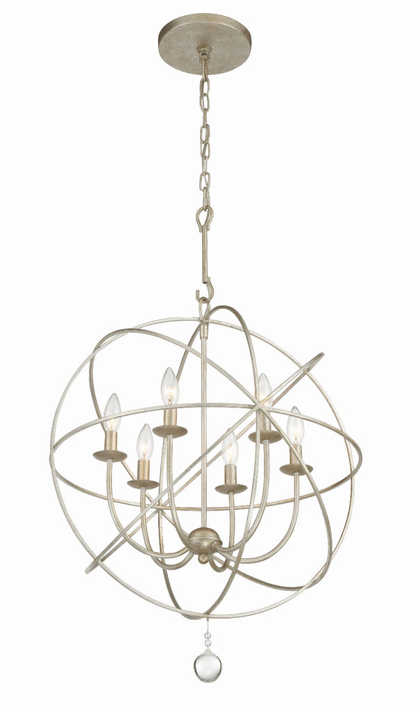 Solaris 6 Light Olde Silver Sphere Chandelier Crystorama