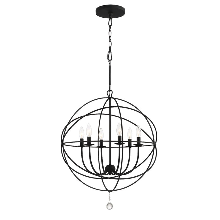 Solaris 6 Light Black Sphere Chandelier Crystorama